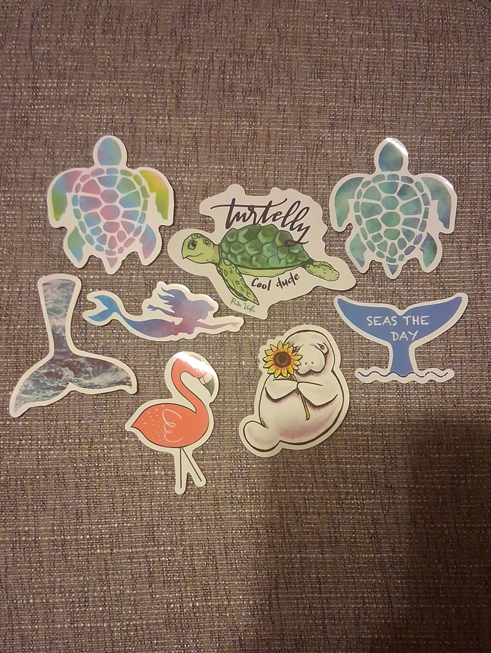 Assorted Ocean Life Sticker Set - Green, Blue, Pink Accents